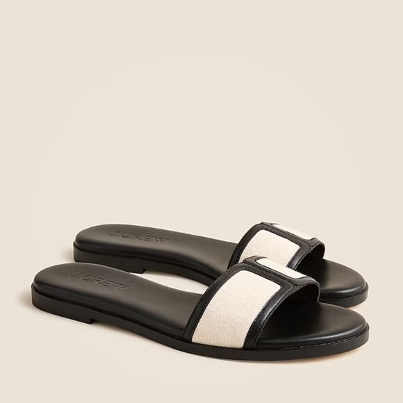 J. Crew Georgina sandals in canvas and leather - Picture 1 of 3